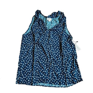 Velvet by Graham & Spencer Anthropology Blue Top Tee Sleeveless V-neck  L NWT